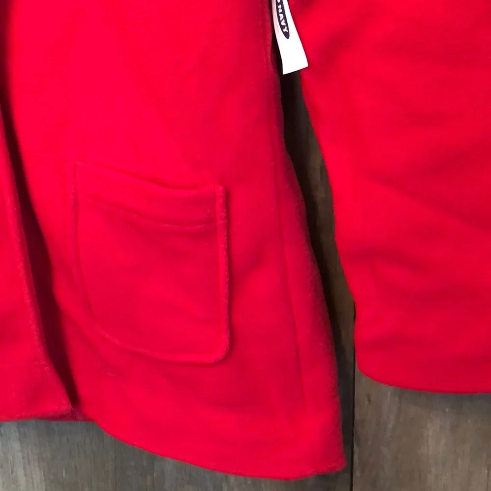 Old Navy Fleece Hooded Jacket Faux Fur Toggle in Red Size Large 10 - 12